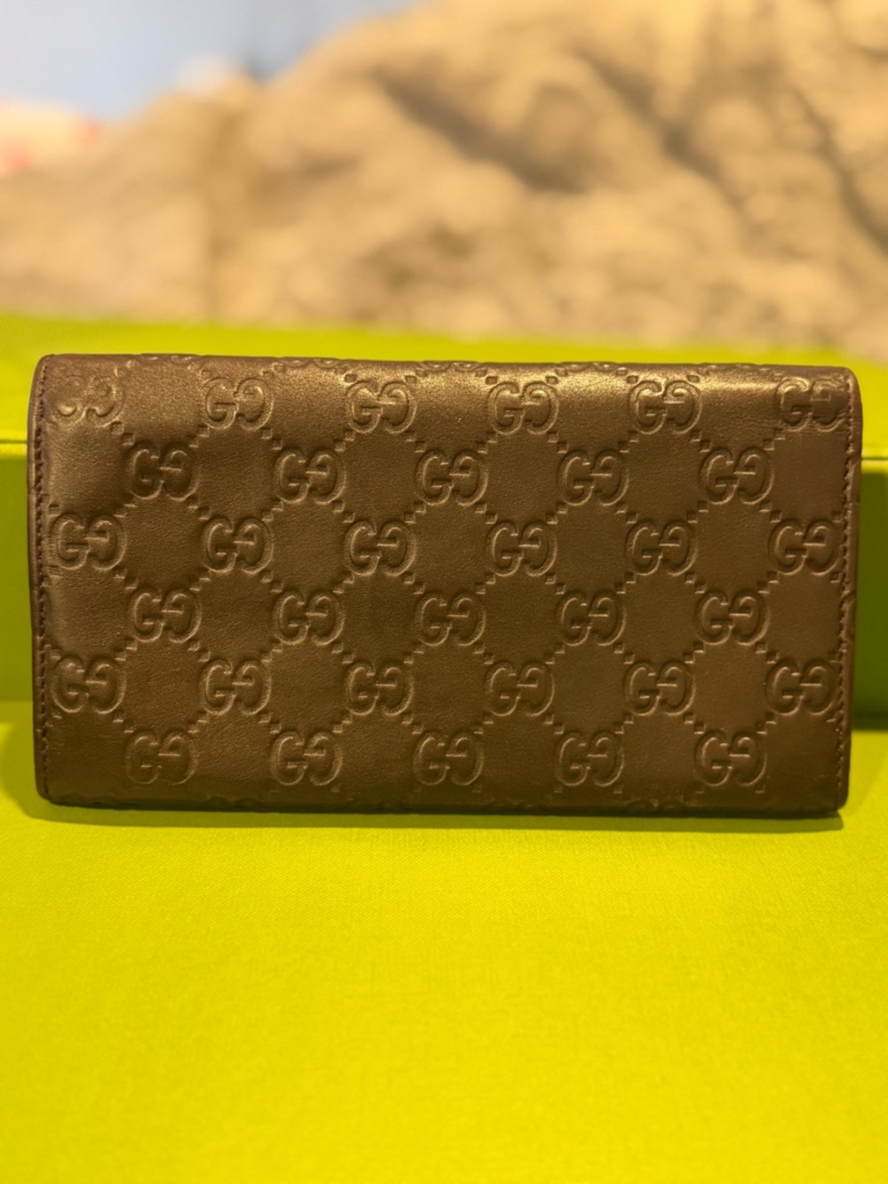 Gucci Italy Signature Continental Wallet Brown Chocolate Zip Leather EUC - Picture 3 of 12